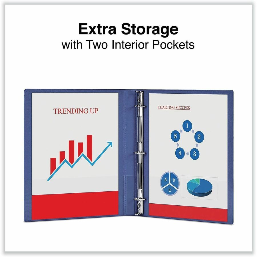 Slant D-Ring View Binder, 3 Rings, 0.5" Capacity, 11 x 8.5, Navy Blue