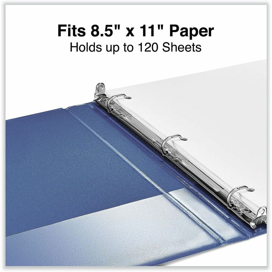 Slant D-Ring View Binder, 3 Rings, 0.5" Capacity, 11 x 8.5, Navy Blue