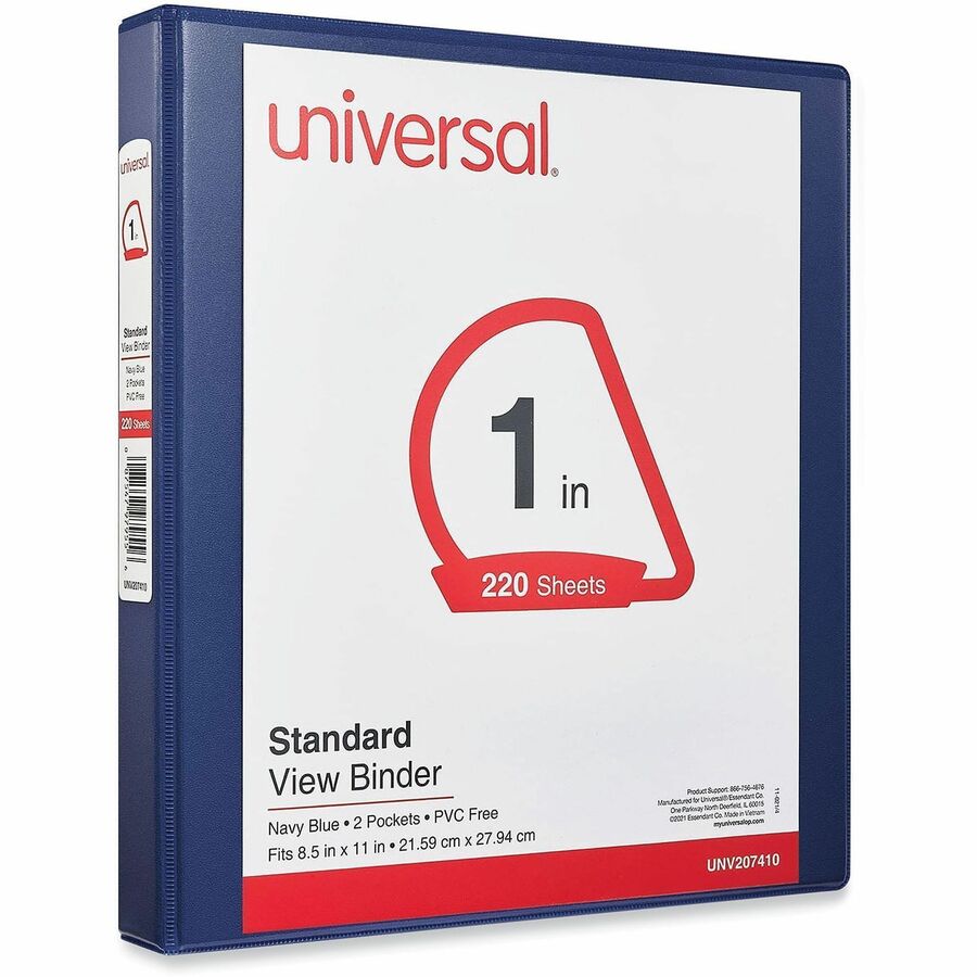 Slant D-Ring View Binder, 3 Rings, 1" Capacity, 11 x 8.5, Navy Blue