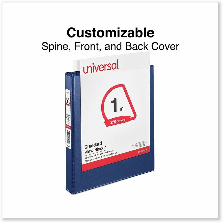 Slant D-Ring View Binder, 3 Rings, 1" Capacity, 11 x 8.5, Navy Blue