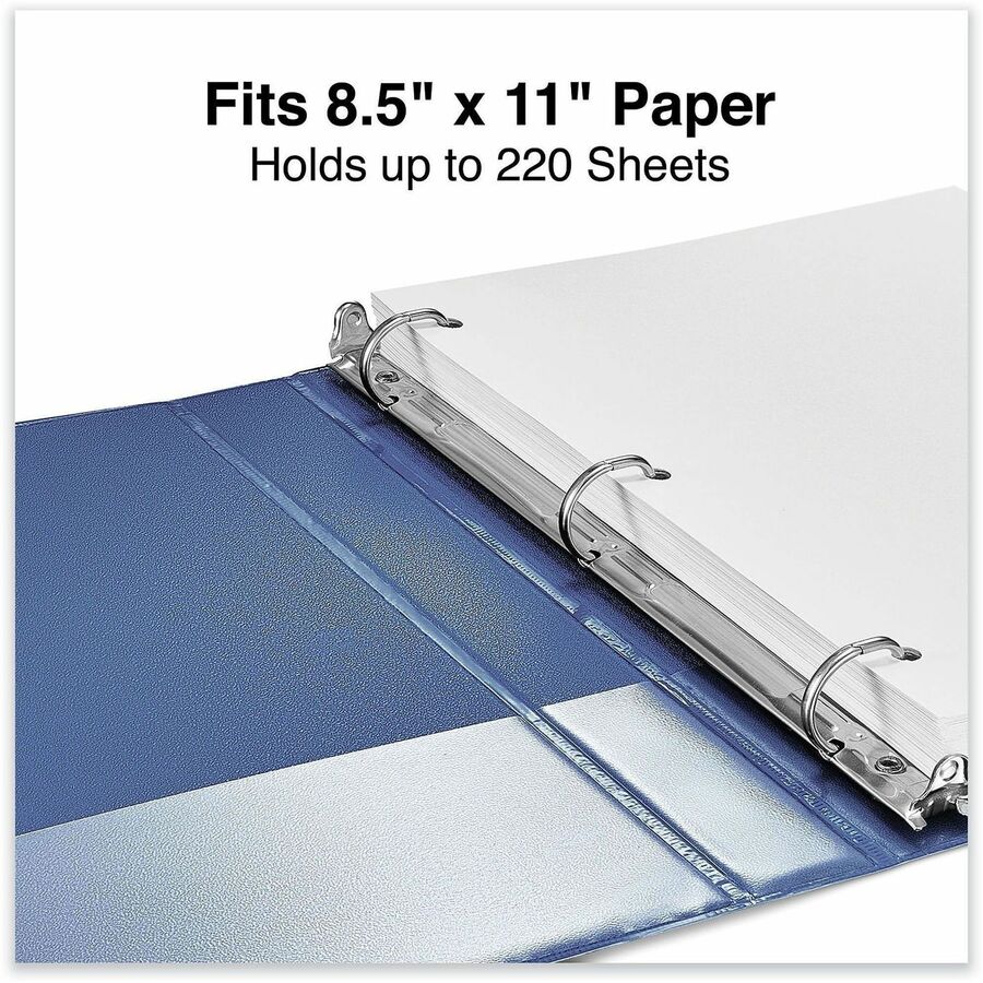 Slant D-Ring View Binder, 3 Rings, 1" Capacity, 11 x 8.5, Navy Blue