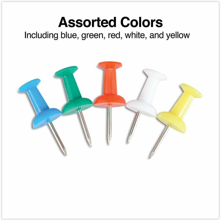 Colored Push Pins, Plastic, Assorted, 0.38", 400/Pack