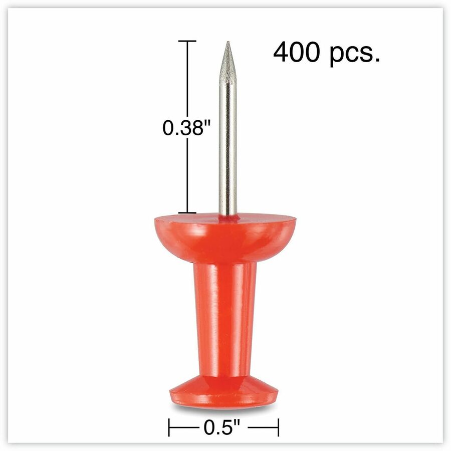 Colored Push Pins, Plastic, Assorted, 0.38", 400/Pack