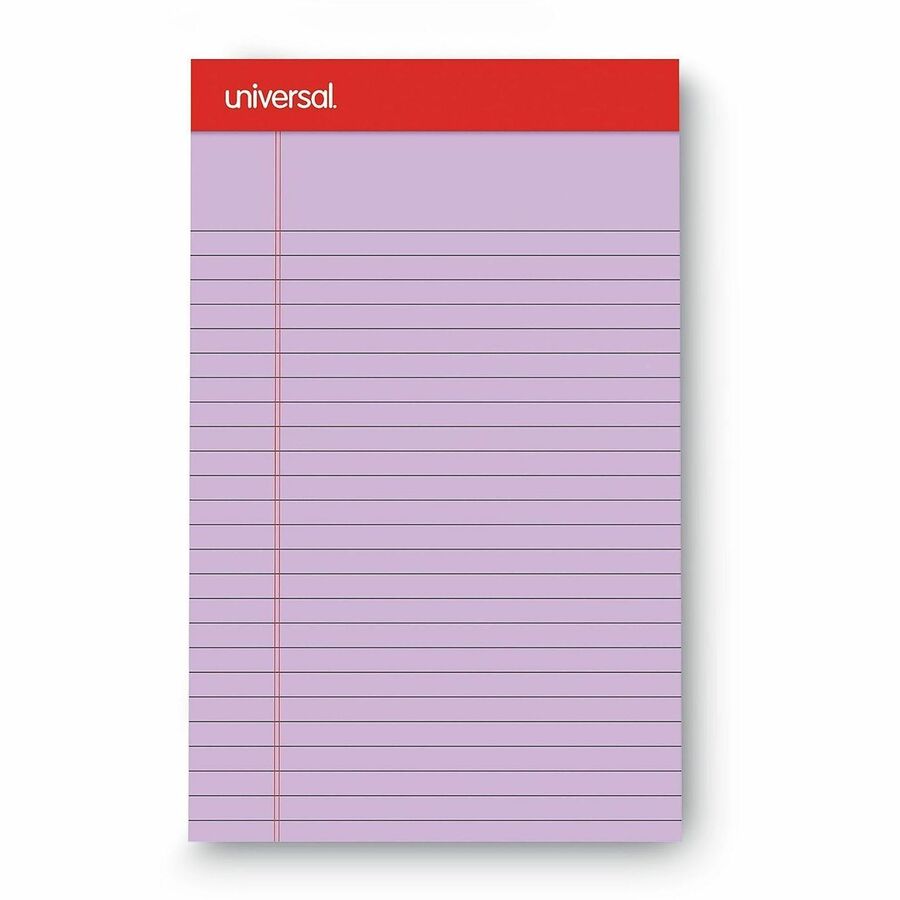 Perforated Ruled Writing Pads, Narrow Rule, Red Headband, 50 Assorted Pastels 5 x 8 Sheets, 6/Pack