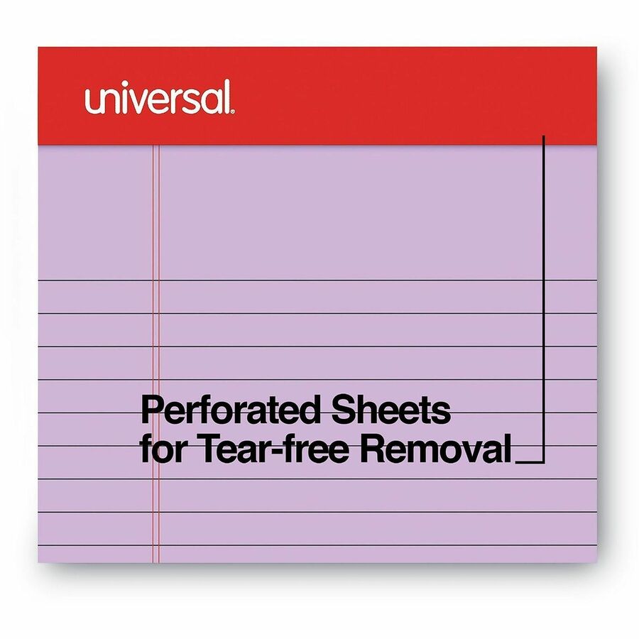 Perforated Ruled Writing Pads, Narrow Rule, Red Headband, 50 Assorted Pastels 5 x 8 Sheets, 6/Pack