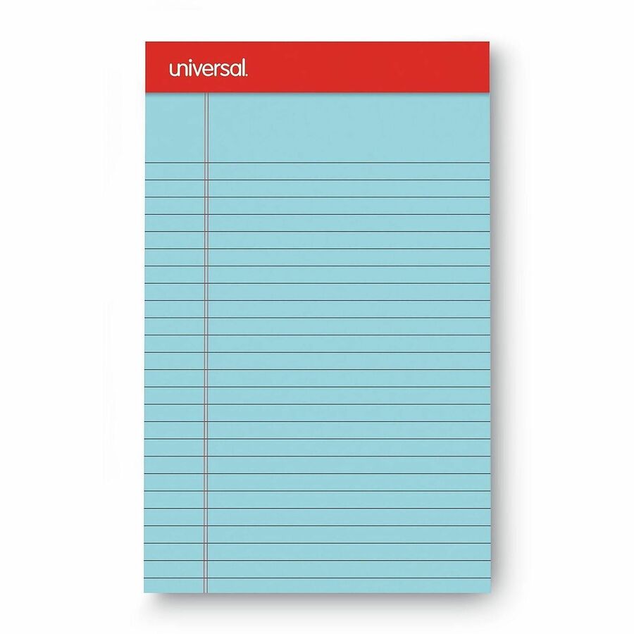 Perforated Ruled Writing Pads, Narrow Rule, Red Headband, 50 Assorted Pastels 5 x 8 Sheets, 6/Pack