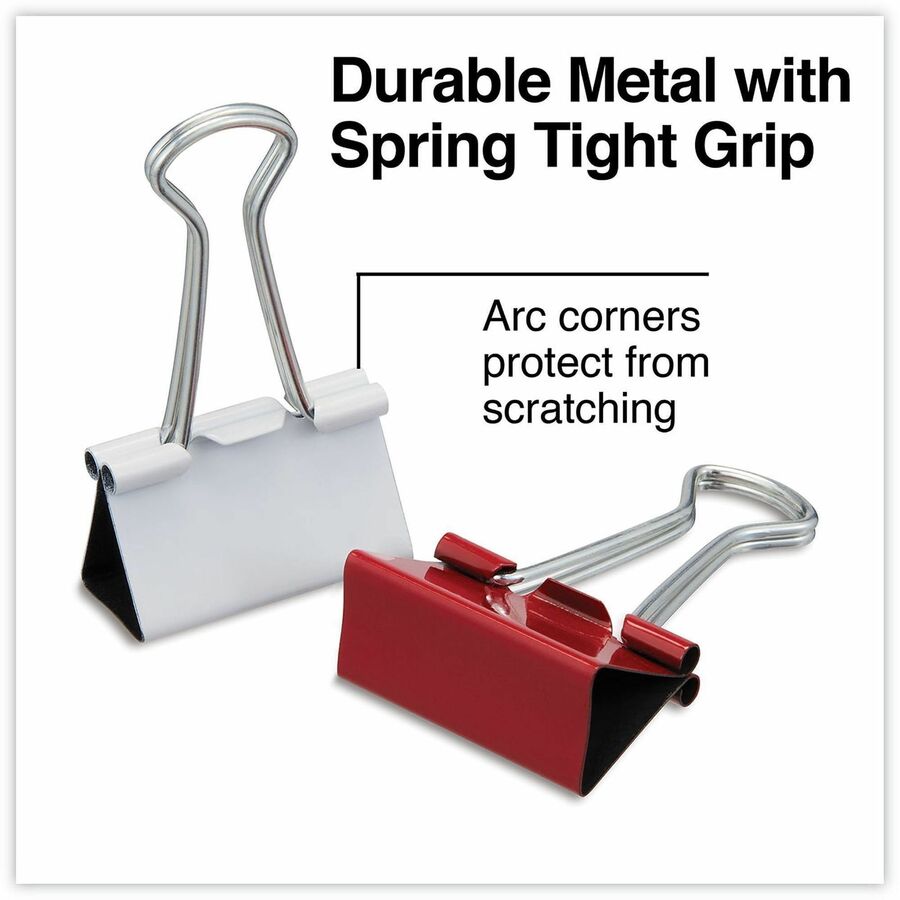 Binder Clips with Storage Tub, (12) Mini (0.5"), (12) Small (0.75"), (6) Medium (1.25"), Assorted Colors