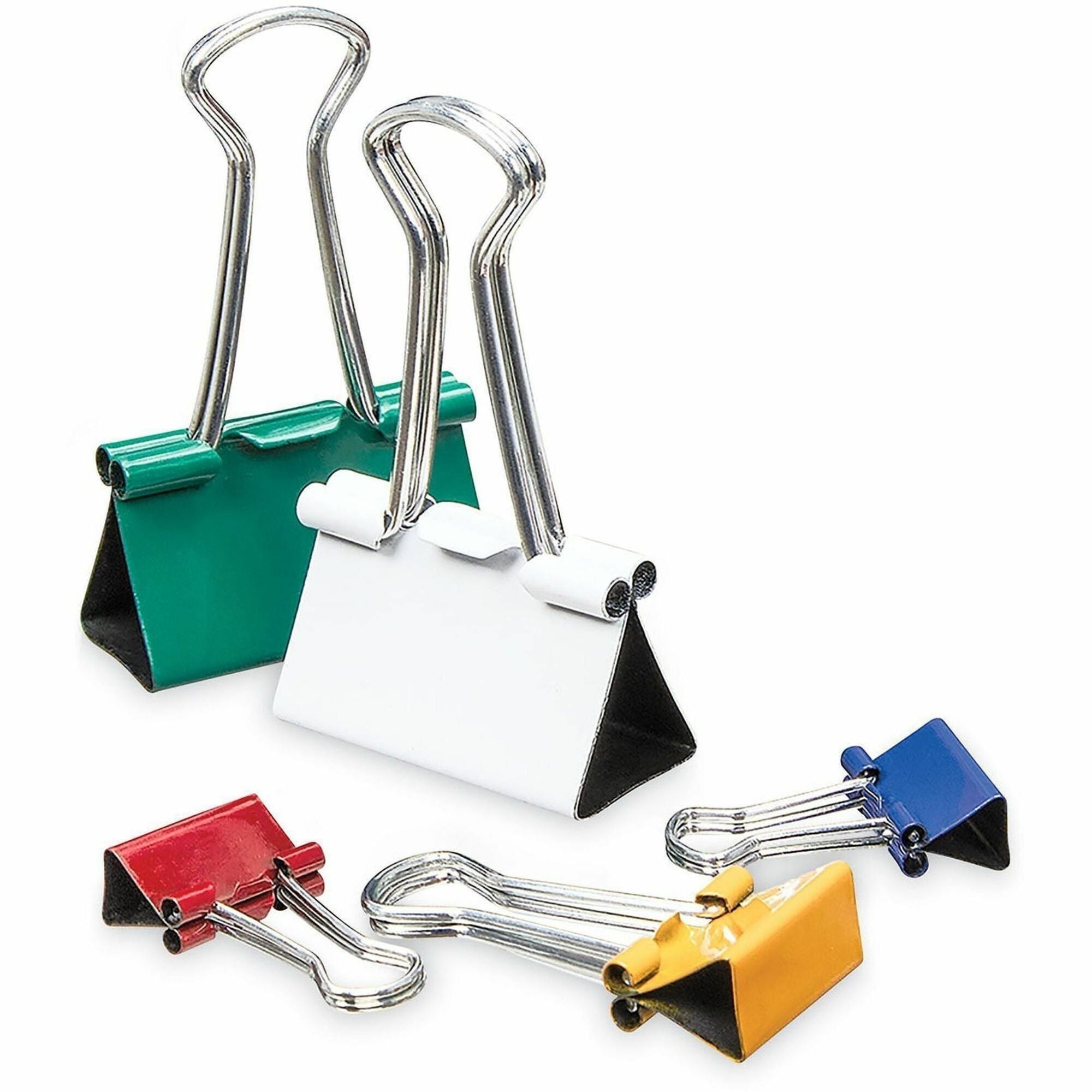 Binder Clips with Storage Tub, (12) Mini (0.5"), (12) Small (0.75"), (6) Medium (1.25"), Assorted Colors