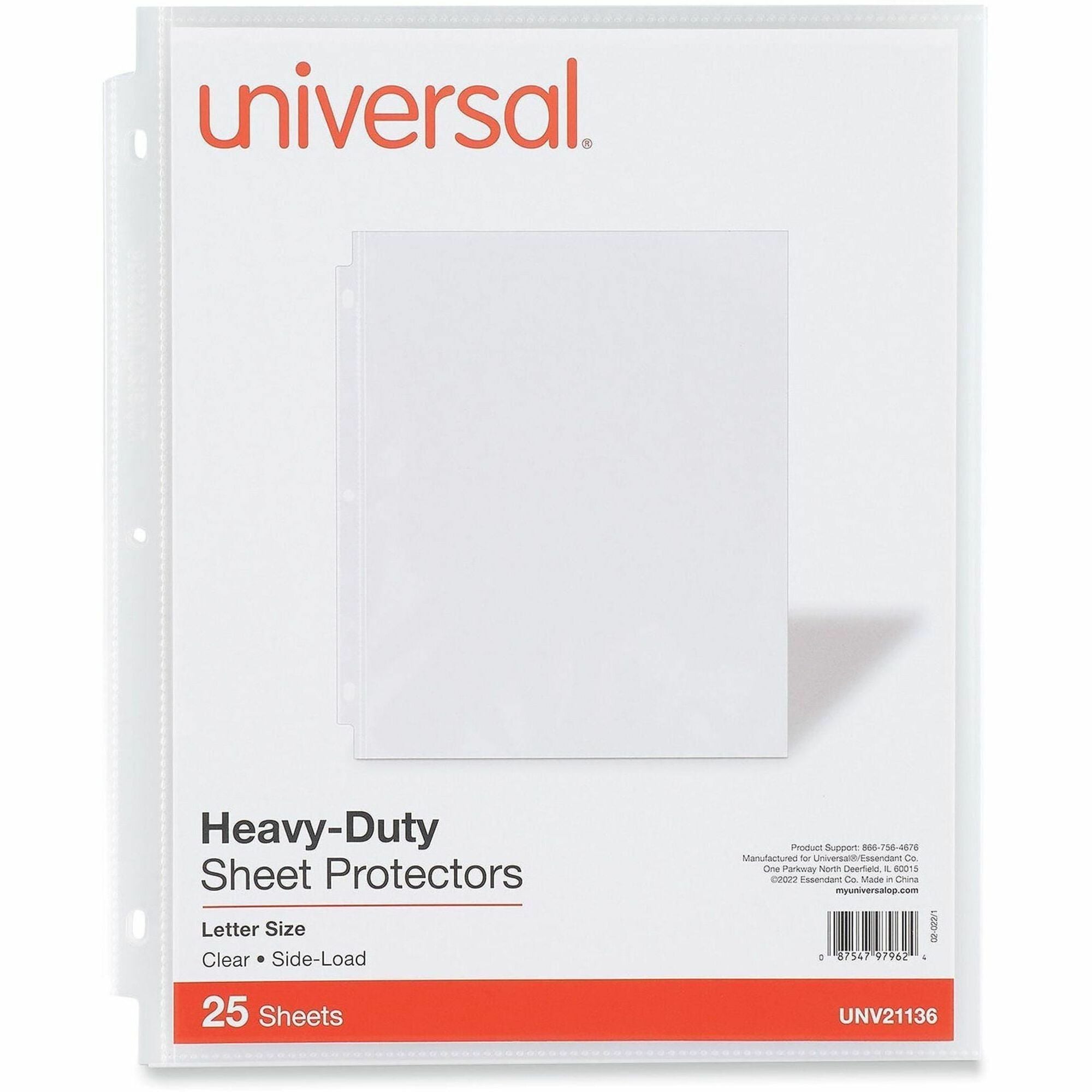 Side-Load Poly Sheet Protectors, Heavy Gauge, Letter Size, Clear, 25/Pack