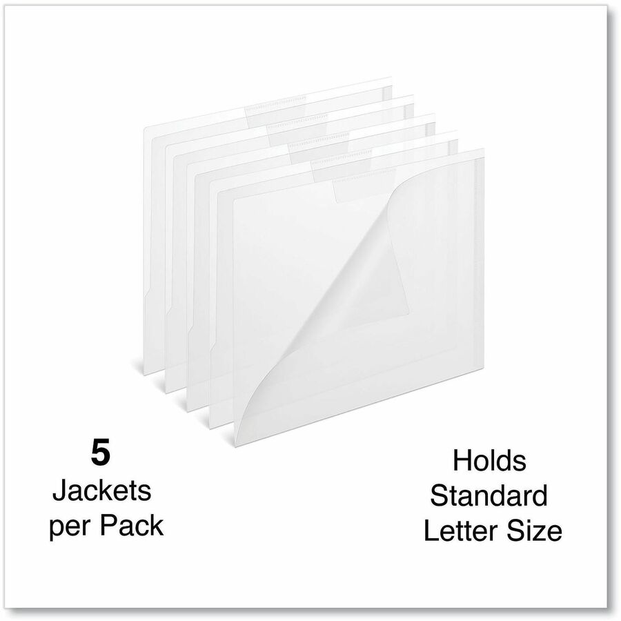 Project Poly Jackets, Letter Size, Clear, 5/Pack