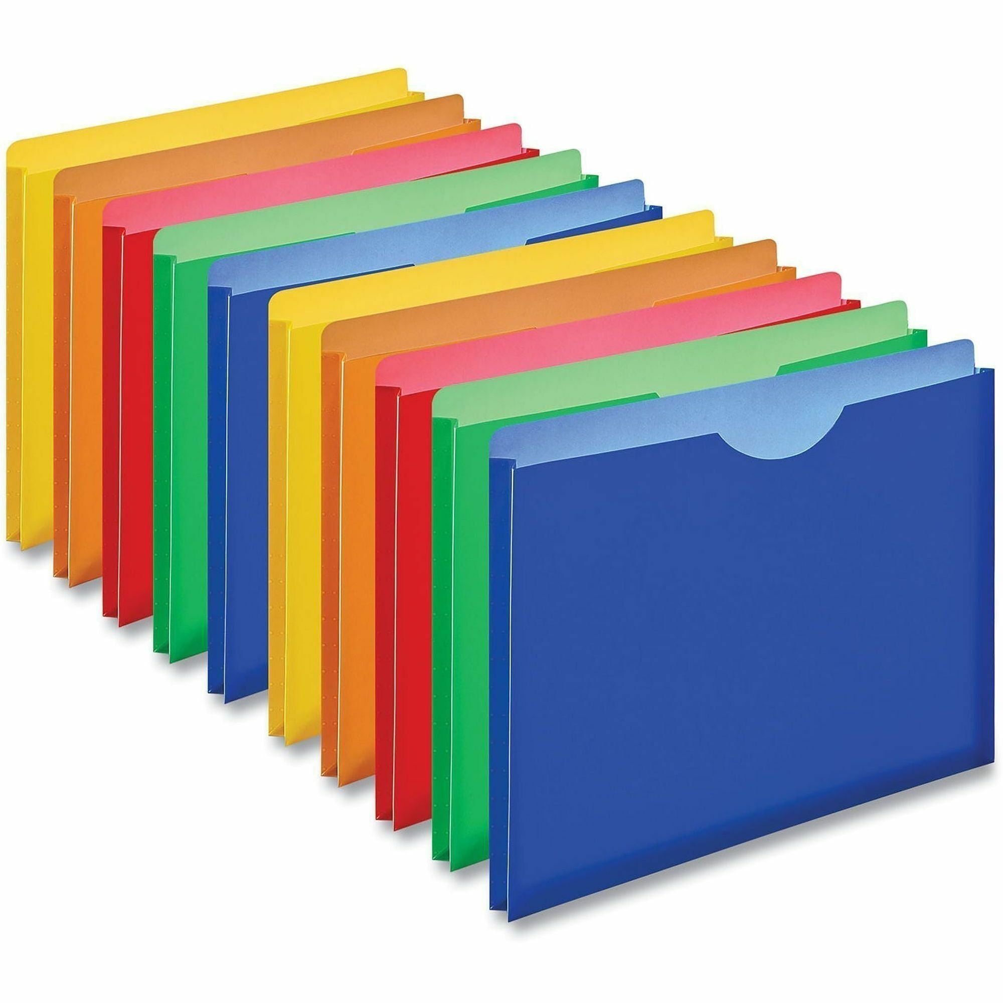 Expanding Poly File Jackets, 1 Section, Straight Tab, Letter Size, Assorted, 10/Pack