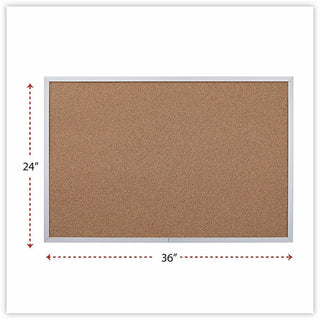Cork Bulletin Board, 36 x 24, Tan Surface, Aluminum Frame