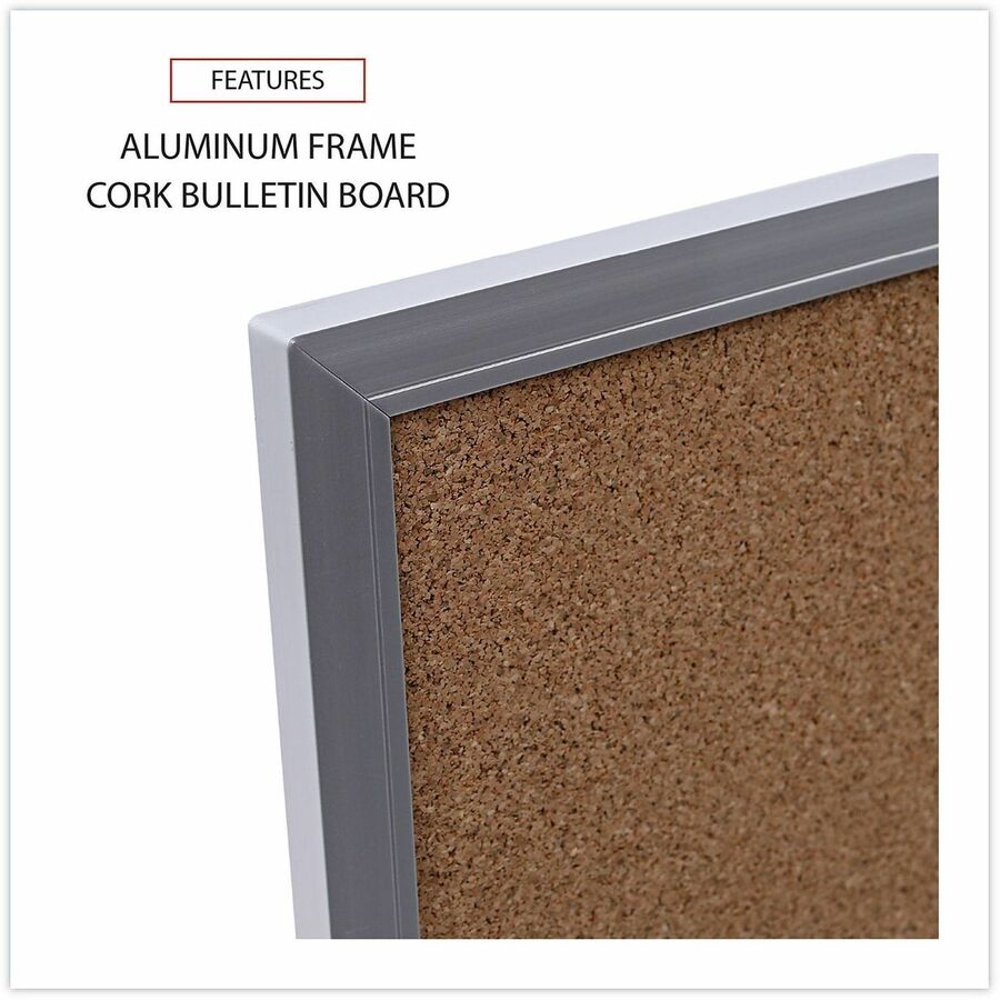 Cork Bulletin Board, 36 x 24, Tan Surface, Aluminum Frame