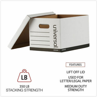 Basic-Duty Economy Record Storage Boxes, Letter/Legal Files, 12" x 15" x 10", White, 10/Carton