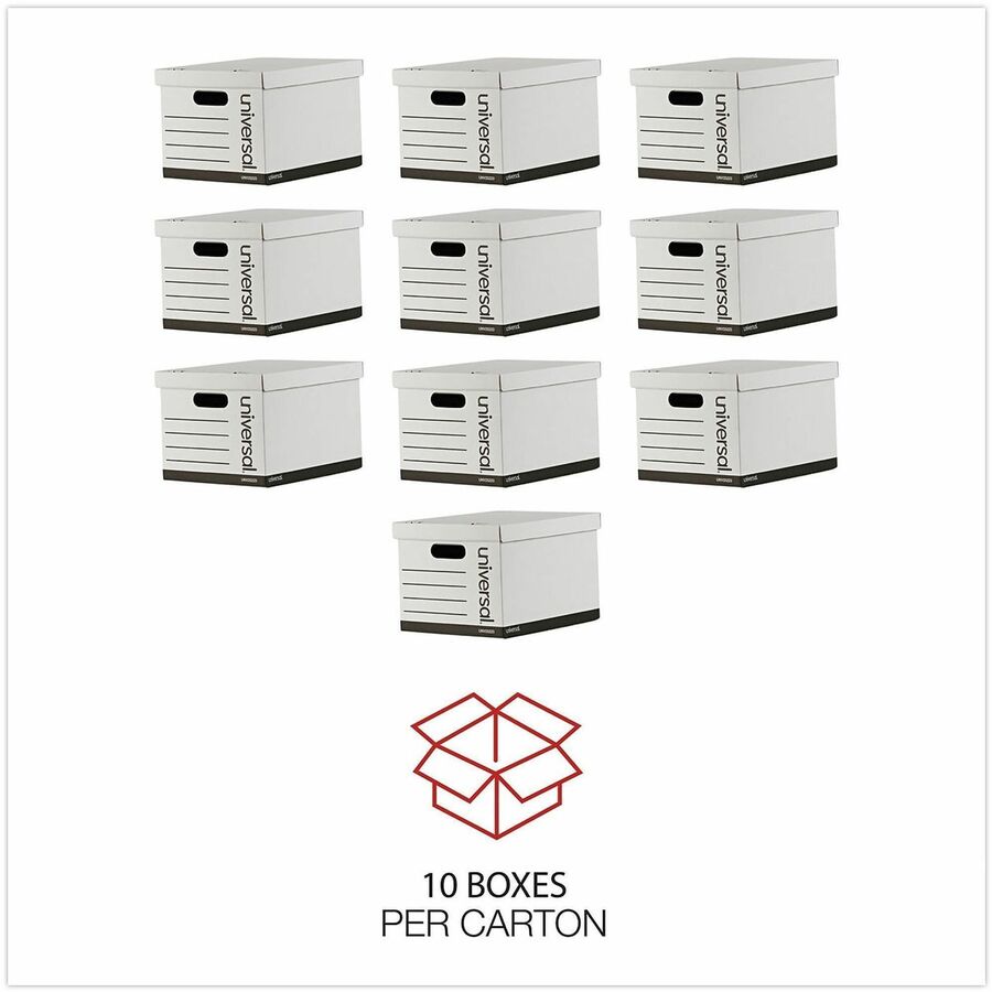 Basic-Duty Economy Record Storage Boxes, Letter/Legal Files, 12" x 15" x 10", White, 10/Carton