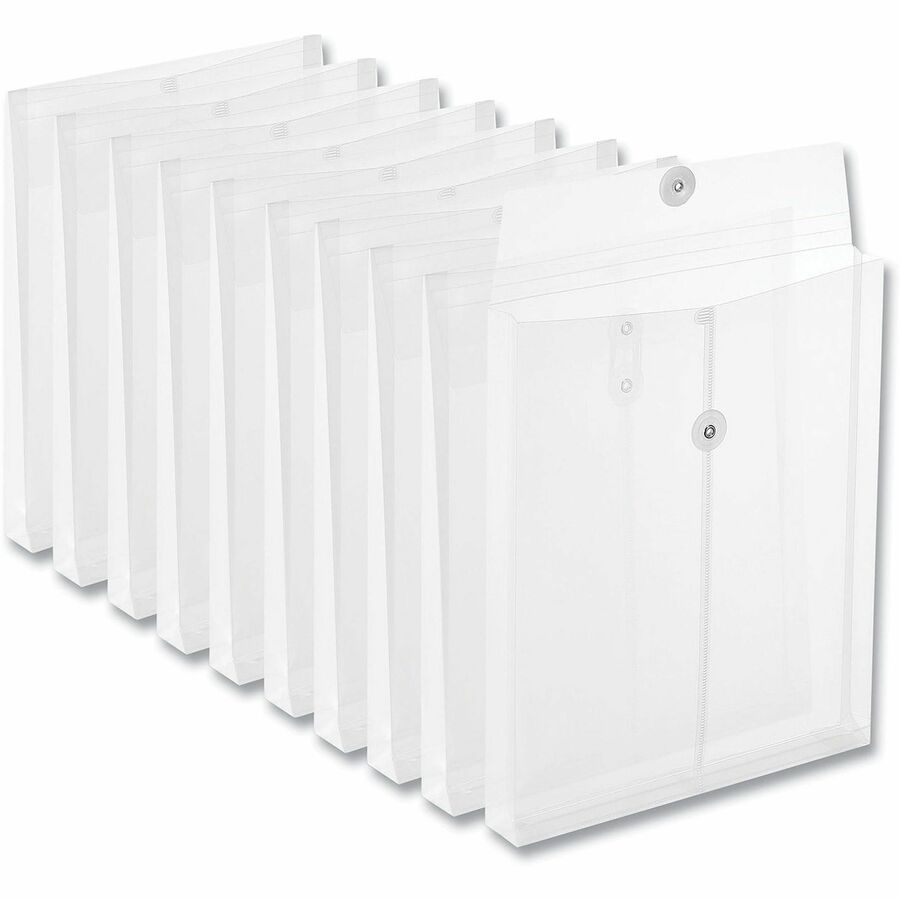 Top Opening Poly Envelopes, 1.25" Expansion, Letter Size, Clear, 10/Pack