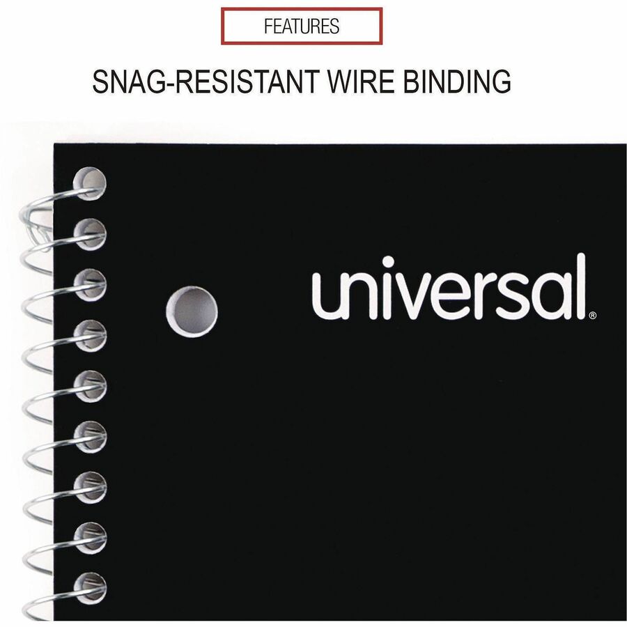 Wirebound Notebook, 1-Subject, Medium/College Rule, Black Cover, (70) 10.5 x 8 Sheets