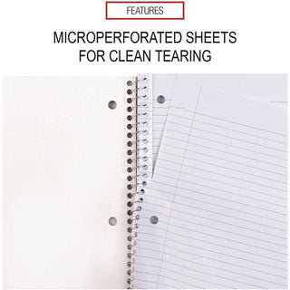 Wirebound Notebook, 1-Subject, Medium/College Rule, Black Cover, (70) 10.5 x 8 Sheets