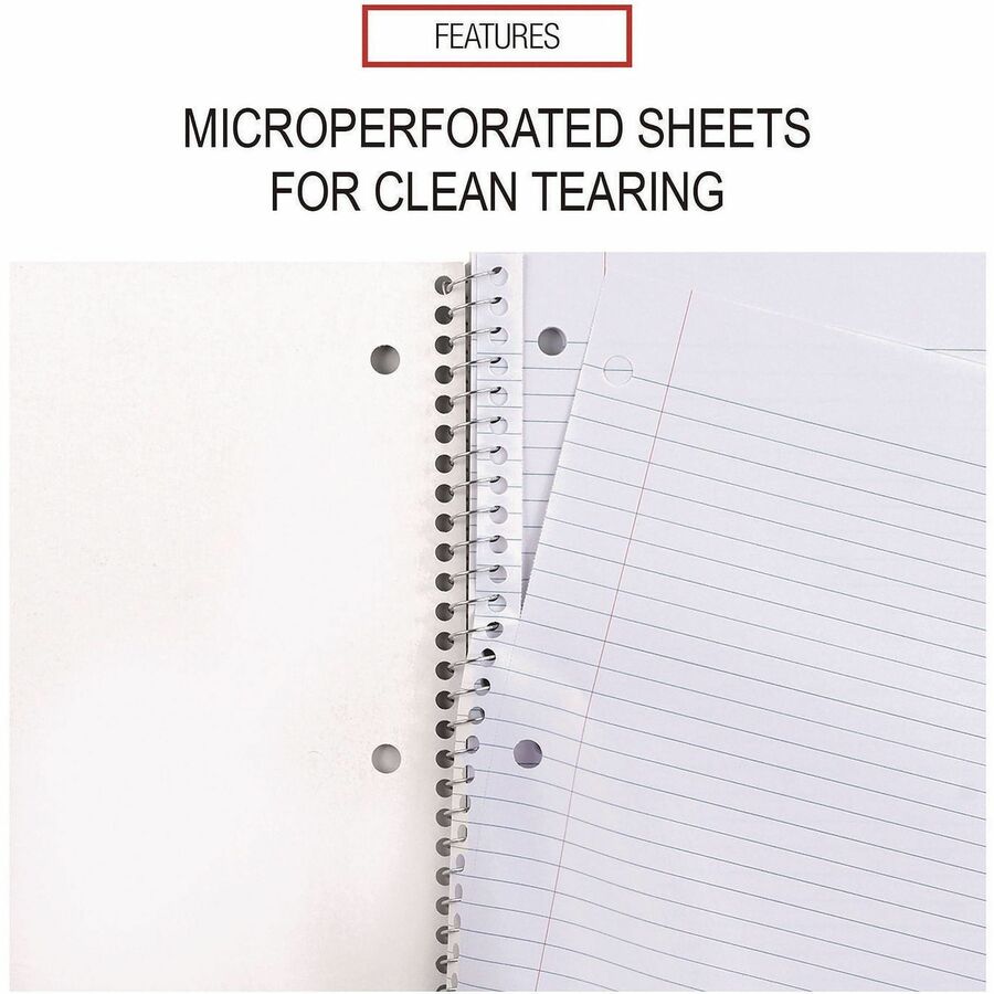 Wirebound Notebook, 1-Subject, Medium/College Rule, Black Cover, (70) 10.5 x 8 Sheets
