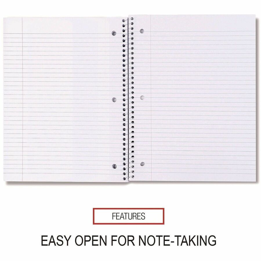 Wirebound Notebook, 1-Subject, Medium/College Rule, Black Cover, (70) 10.5 x 8 Sheets
