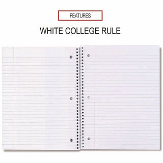 Wirebound Notebook, 1-Subject, Medium/College Rule, Black Cover, (70) 10.5 x 8 Sheets