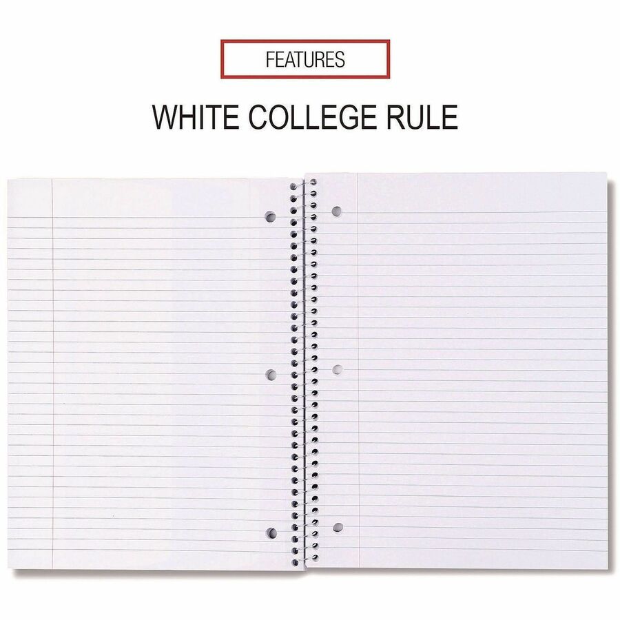 Wirebound Notebook, 1-Subject, Medium/College Rule, Black Cover, (70) 10.5 x 8 Sheets