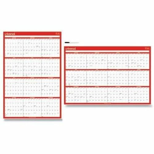 Erasable Wall Calendar, 24 x 36, White/Red Sheets, 12-Month (Jan to Dec): 2024