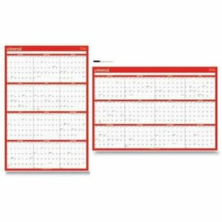 Erasable Wall Calendar, 24 x 36, White/Red Sheets, 12-Month (Jan to Dec): 2024