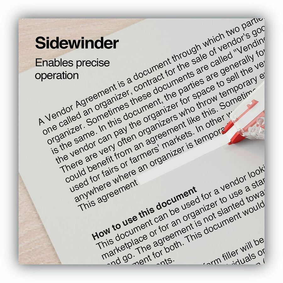 Side-Application Correction Tape, Non-Refillable, Transparent Gray/Red Applicator, 0.2" x 393", 10/Pack