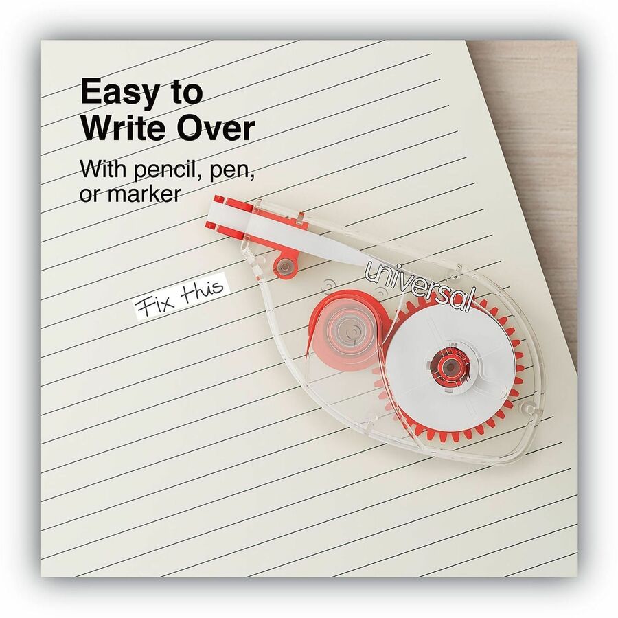 Side-Application Correction Tape, Non-Refillable, Transparent Gray/Red Applicator, 0.2" x 393", 10/Pack