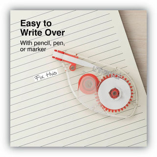 Side-Application Correction Tape, Non-Refillable, Transparent Gray/Red Applicator, 0.2" x 393", 10/Pack