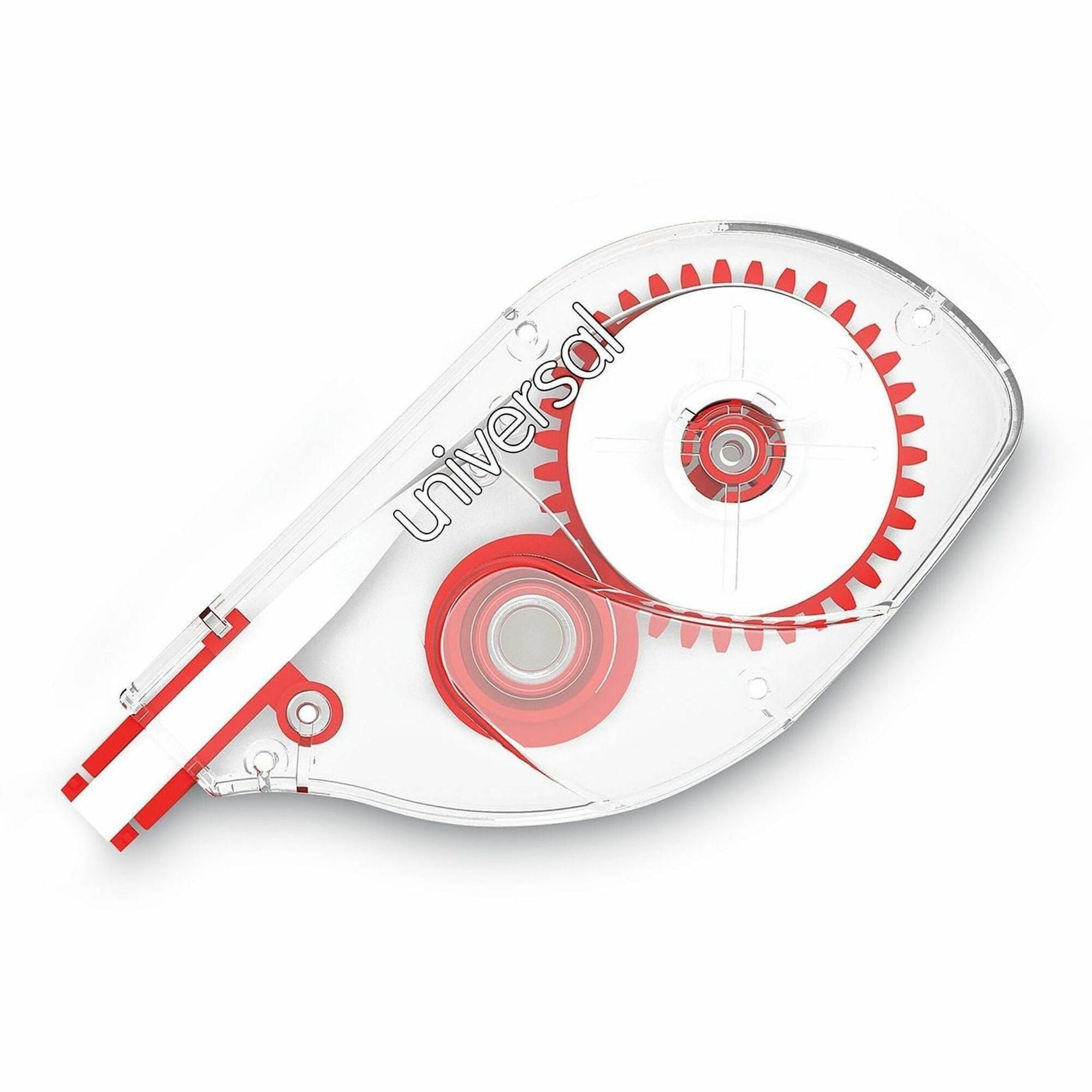 Side-Application Correction Tape, Non-Refillable, Transparent Gray/Red Applicator, 0.2" x 393", 10/Pack