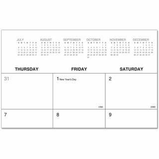 Desk Pad Calendar, 22 x 17, White/Black Sheets, Black Binding, Clear Corners, 12-Month (Jan to Dec): 2024