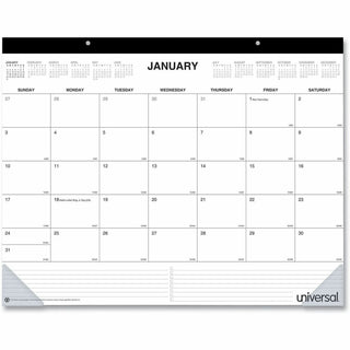 Desk Pad Calendar, 22 x 17, White/Black Sheets, Black Binding, Clear Corners, 12-Month (Jan to Dec): 2024