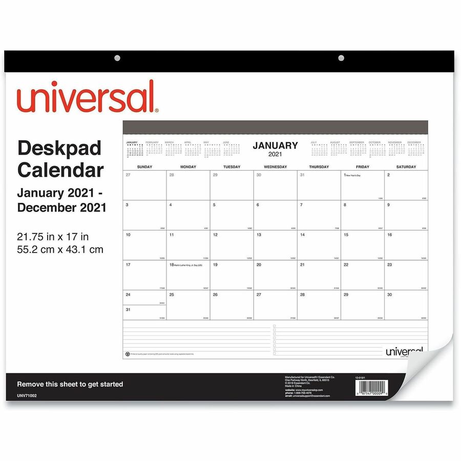 Desk Pad Calendar, 22 x 17, White/Black Sheets, Black Binding, Clear Corners, 12-Month (Jan to Dec): 2024