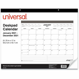 Desk Pad Calendar, 22 x 17, White/Black Sheets, Black Binding, Clear Corners, 12-Month (Jan to Dec): 2024