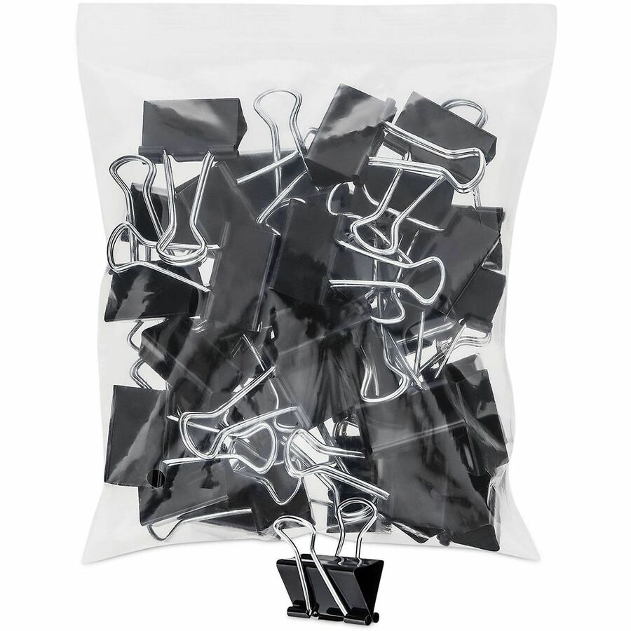 Binder Clip Zip-Seal Bag Value Pack, Medium, Black/Silver, 36/Pack
