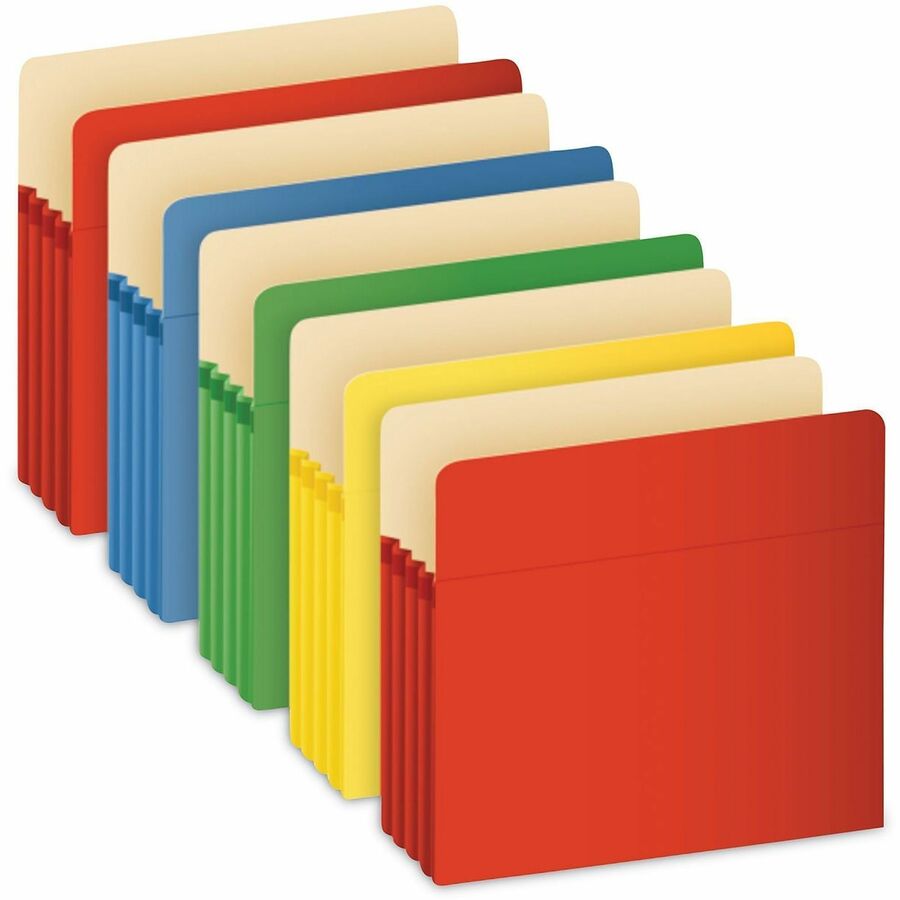 Redrope Expanding File Pockets, 3.5" Expansion, Letter Size, Assorted Colors, 5/Box