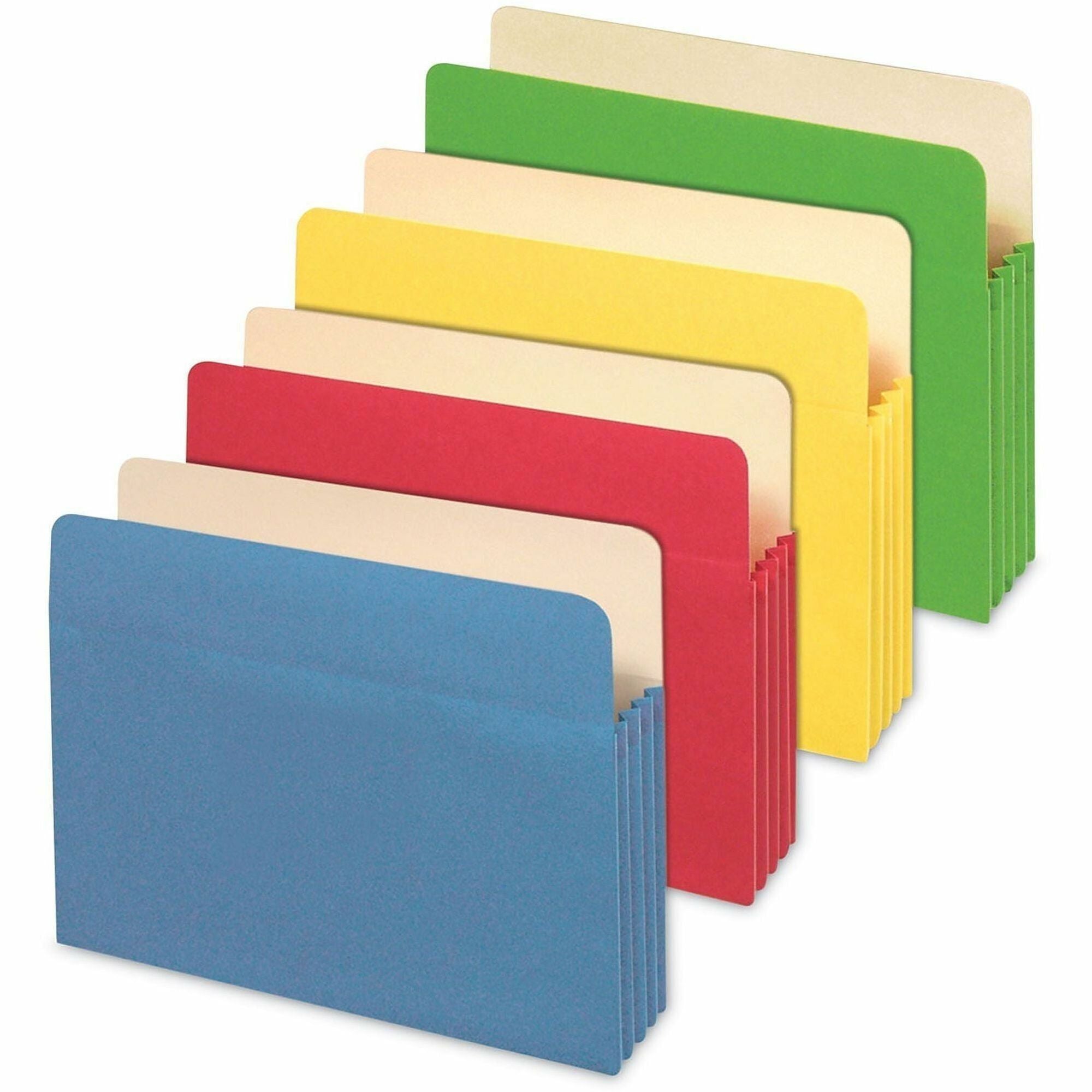 Redrope Expanding File Pockets, 3.5" Expansion, Letter Size, Assorted Colors, 5/Box