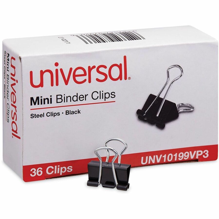 Binder Clip Value Pack, Mini, Black/Silver, 36/Box