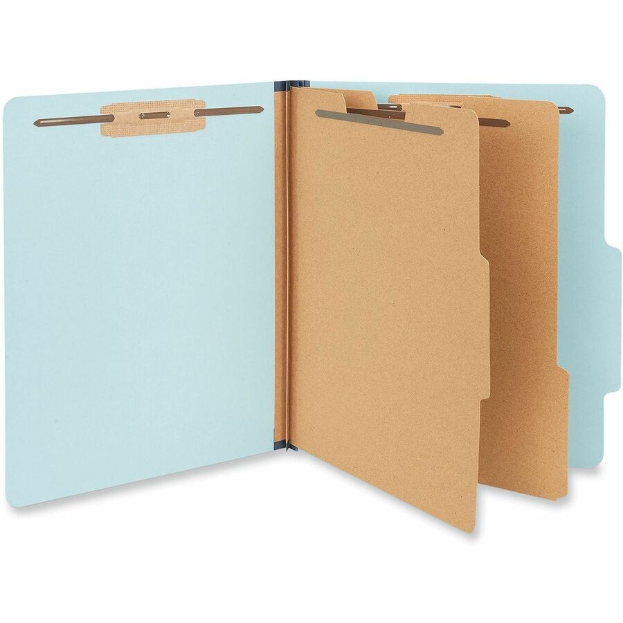 Six-Section Pressboard Classification Folders, 2.5" Expansion, 2 Dividers, 6 Fasteners, Letter Size, Light Blue, 20/Box