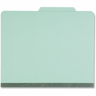 Six-Section Classification Folders, Heavy-Duty Pressboard Cover, 2 Dividers, 6 Fasteners, Letter Size, Light Green, 20/Box