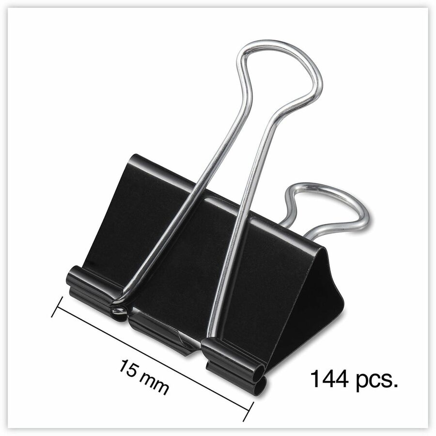 Binder Clip Zip-Seal Bag Value Pack, Mini, Black/Silver, 144/Pack