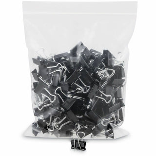 Binder Clip Zip-Seal Bag Value Pack, Mini, Black/Silver, 144/Pack