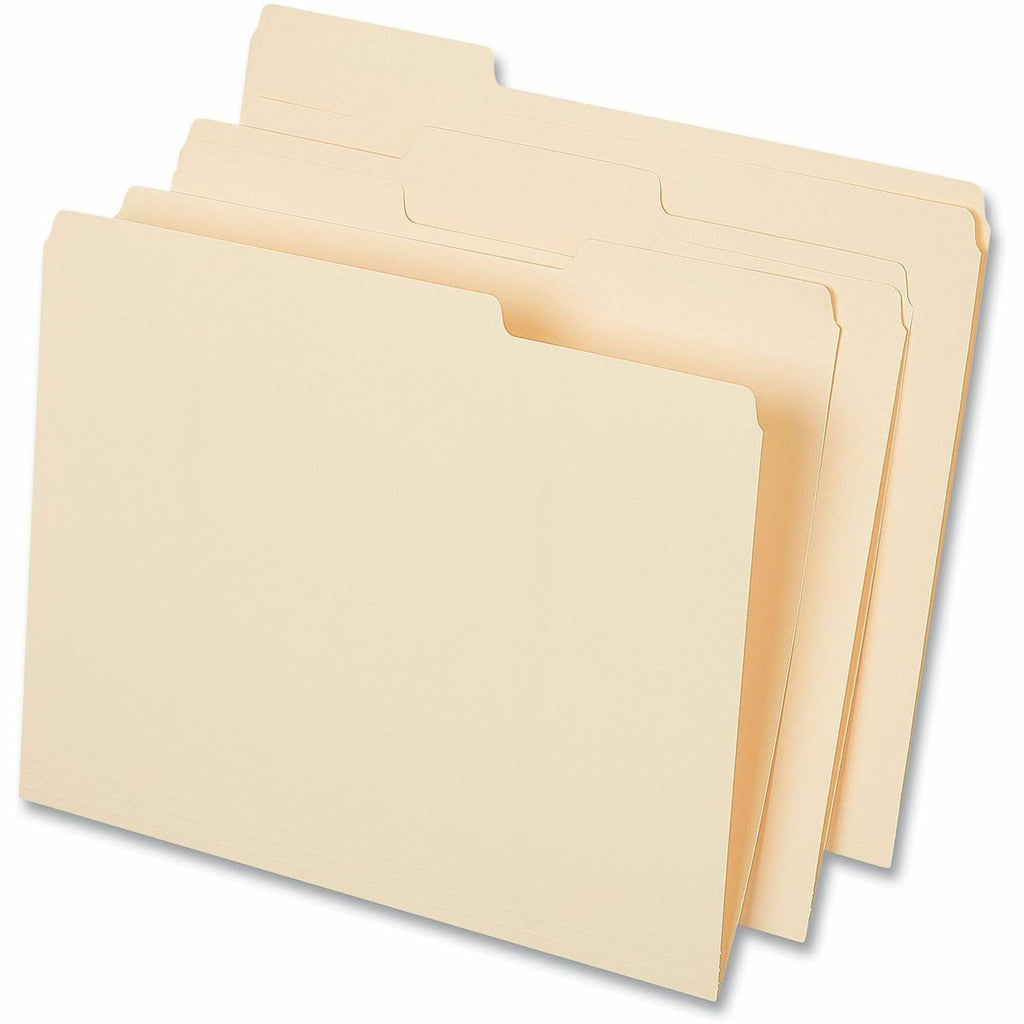Top Tab File Folders, 1/3-Cut Tabs: Assorted, Letter Size, 0.75" Expansion, Manila, 50/Box
