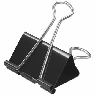 Binder Clips with Storage Tub, Large, Black/Silver, 12/Pack