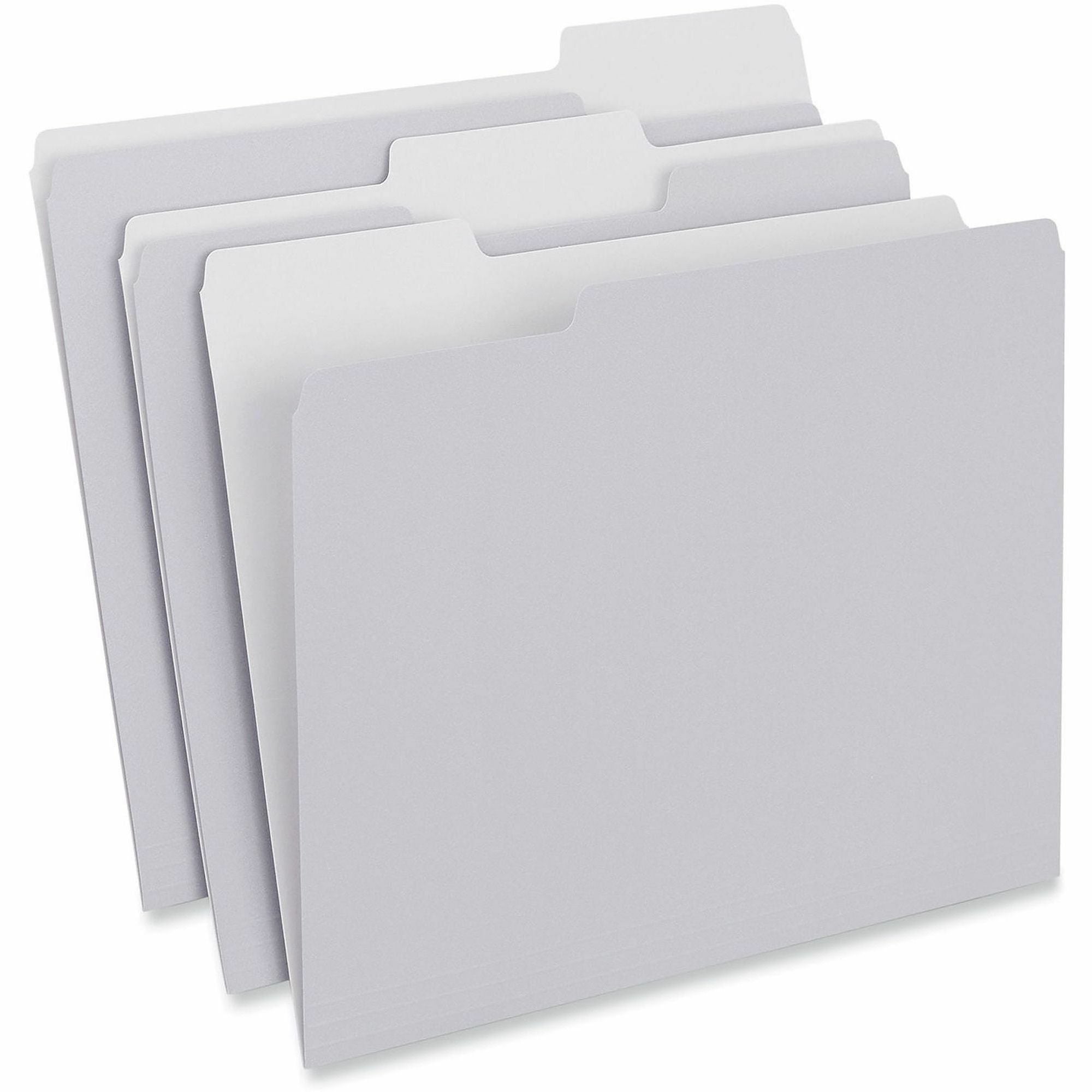 Top Tab File Folders, 1/3-Cut Tabs: Assorted, Letter Size, 0.75" Expansion, Gray, 100/Box