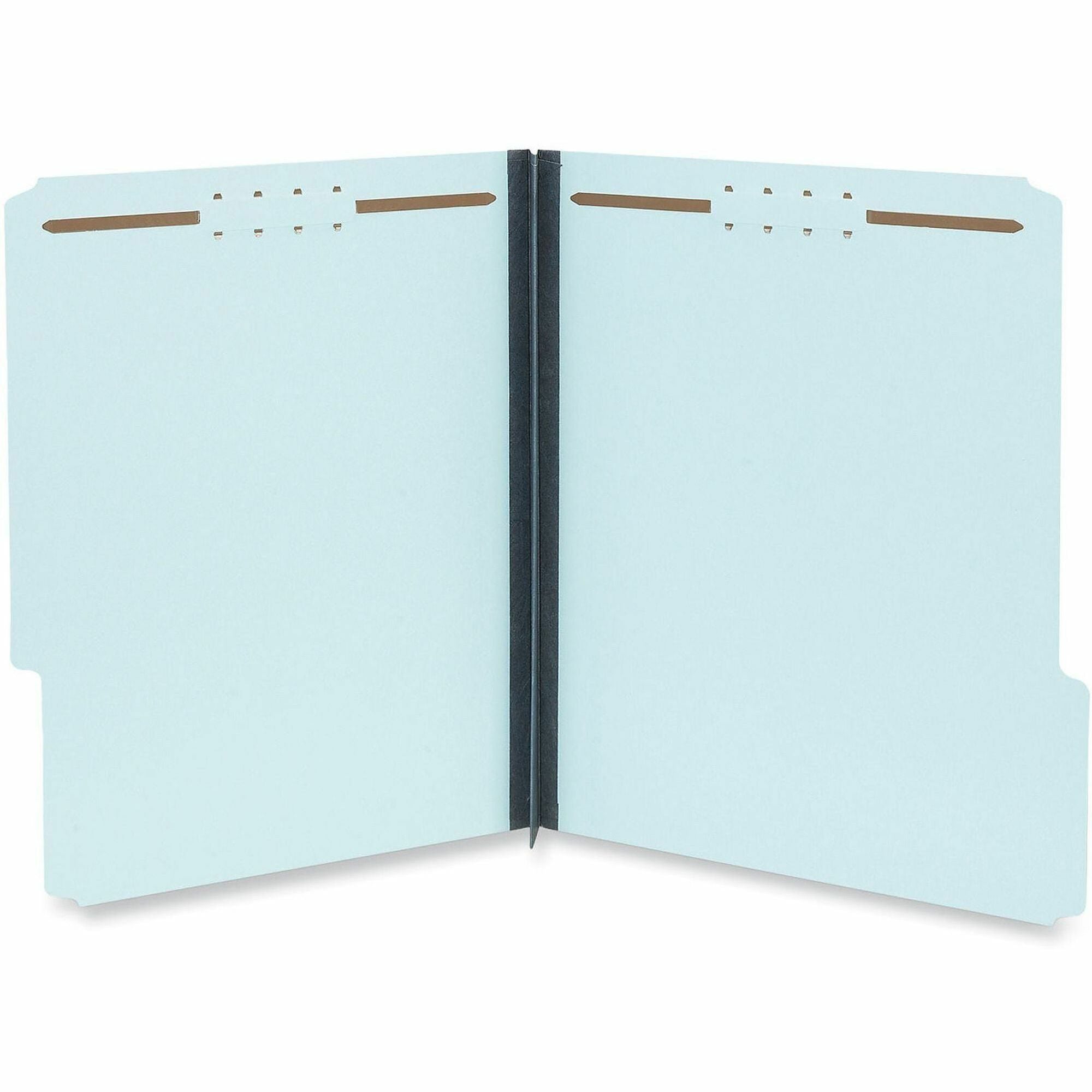 Top Tab Classification Folders, 2" Expansion, 2 Fasteners, Letter Size, Light Blue Exterior, 25/Box