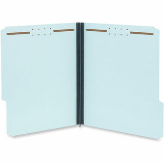 Top Tab Classification Folders, 2" Expansion, 2 Fasteners, Letter Size, Light Blue Exterior, 25/Box
