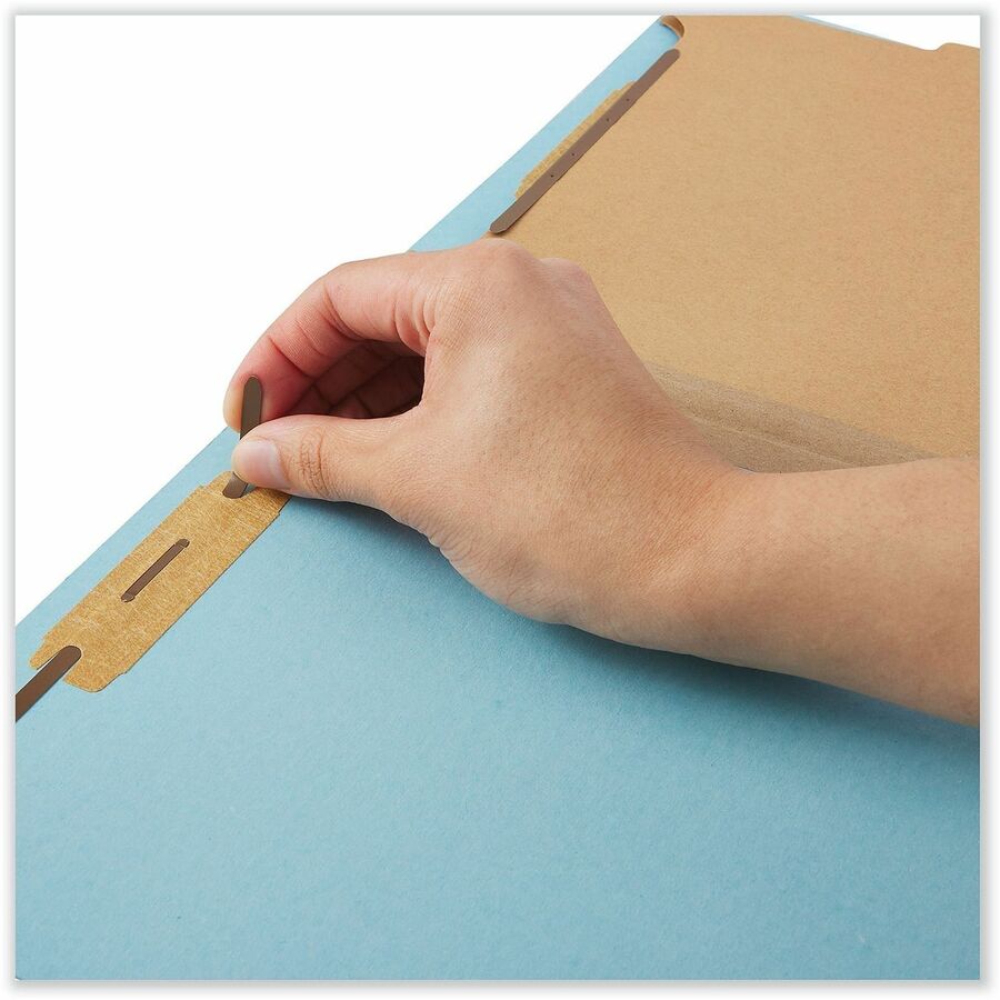 Six-Section Classification Folders, Heavy-Duty Pressboard Cover, 2 Dividers, 6 Fasteners, Legal Size, Light Blue, 20/Box